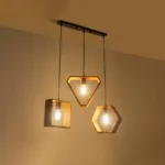 GLOBOSTAR® ELISE 999-0034 Μοντέρνο Κρεμαστό Φωτιστικό Οροφής με Ντουί 3 x E27 AC 220-240V IP20 - Καφέ & Μαύρο - Μ74 x Π9 x Υ40cm