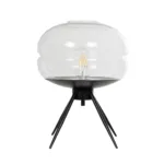 GloboStar® JAVAN 999-0036 Μοντέρνο Επιτραπέζιο Φωτιστικό Πορτατίφ Μονόφωτο 1 x E27 IP20 Διάφανο Γυαλί με Μαύρο Μέταλλο - Μ30 x Π30 x Υ19cm - Image 2