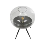 GloboStar® JAVAN 999-0036 Μοντέρνο Επιτραπέζιο Φωτιστικό Πορτατίφ Μονόφωτο 1 x E27 IP20 Διάφανο Γυαλί με Μαύρο Μέταλλο - Μ30 x Π30 x Υ19cm - Image 3