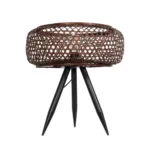 GloboStar® ZORION 999-0040 Vintage Επιτραπέζιο Φωτιστικό Πορτατίφ Μονόφωτο 1 x E27 IP20 Καφέ Ξύλο με Μαύρο Μέταλλο - Μ40 x Π40 x Υ43.5cm - Image 2