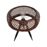 GloboStar® ZORION 999-0040 Vintage Επιτραπέζιο Φωτιστικό Πορτατίφ Μονόφωτο 1 x E27 IP20 Καφέ Ξύλο με Μαύρο Μέταλλο - Μ40 x Π40 x Υ43.5cm - Image 4