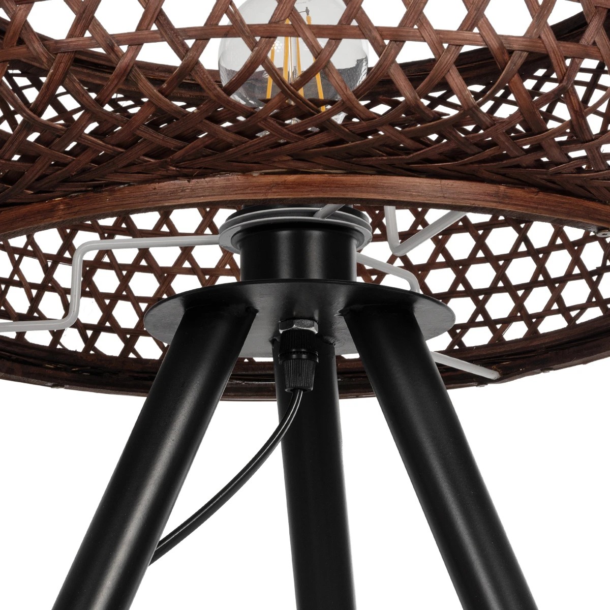 GloboStar® ZORION 999-0040 Vintage Επιτραπέζιο Φωτιστικό Πορτατίφ Μονόφωτο 1 x E27 IP20 Καφέ Ξύλο με Μαύρο Μέταλλο - Μ40 x Π40 x Υ43.5cm - Image 6