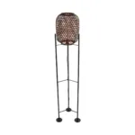 GloboStar® CURACAO 999-0041 Μοντέρνο Επιδαπέδιο Φωτιστικό Μονόφωτο 1 x E27 IP20 Μαύρο Μέταλλο με Καφέ Ξύλο - Μ30 x Π30 x Υ165cm - Image 3