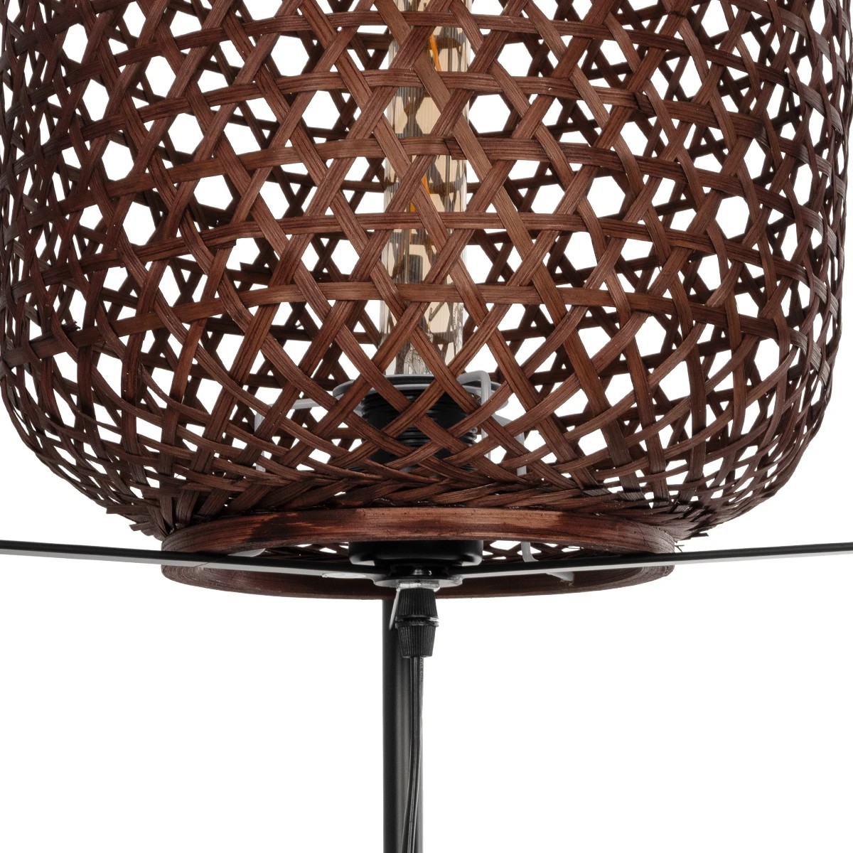 GloboStar® CURACAO 999-0041 Μοντέρνο Επιδαπέδιο Φωτιστικό Μονόφωτο 1 x E27 IP20 Μαύρο Μέταλλο με Καφέ Ξύλο - Μ30 x Π30 x Υ165cm - Image 5