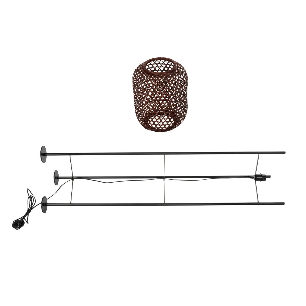 GloboStar® CURACAO 999-0041 Μοντέρνο Επιδαπέδιο Φωτιστικό Μονόφωτο 1 x E27 IP20 Μαύρο Μέταλλο με Καφέ Ξύλο - Μ30 x Π30 x Υ165cm - Image 8