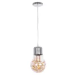 GLOBOSTAR® LAMP 999-0056 Μοντέρνο Κρεμαστό Φωτιστικό Οροφής με Ντουί 1 x E27 AC 220-240V IP20 - Διάφανο, Χρυσό & Ασημί - Μ15 x Π15 x Υ27cm - Image 2