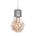 GLOBOSTAR® LAMP 999-0056 Μοντέρνο Κρεμαστό Φωτιστικό Οροφής με Ντουί 1 x E27 AC 220-240V IP20 - Διάφανο, Χρυσό & Ασημί - Μ15 x Π15 x Υ27cm - Image 3