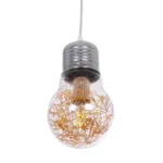 GLOBOSTAR® LAMP 999-0056 Μοντέρνο Κρεμαστό Φωτιστικό Οροφής με Ντουί 1 x E27 AC 220-240V IP20 - Διάφανο, Χρυσό & Ασημί - Μ15 x Π15 x Υ27cm - Image 4