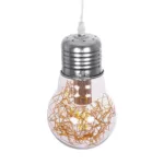 GLOBOSTAR® LAMP 999-0056 Μοντέρνο Κρεμαστό Φωτιστικό Οροφής με Ντουί 1 x E27 AC 220-240V IP20 - Διάφανο, Χρυσό & Ασημί - Μ15 x Π15 x Υ27cm - Image 5