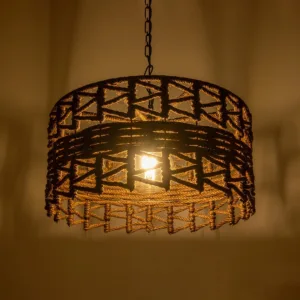 GLOBOSTAR® VERA 999-0069 Boho Κρεμαστό Φωτιστικό Οροφής με Ντουί 1 x E27 AC 220-240V IP20 - Καφέ - Μ50 x Π50 x Υ25cm