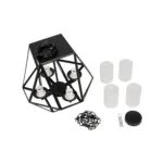 GLOBOSTAR® DASTAR 999-0091 Vintage Κρεμαστό Φωτιστικό Οροφής με Ντουί 4 x E27 AC 220-240V IP20 - Μαύρο & Λευκό - Μ42 x Π42 x Υ43cm - Image 9