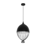 GLOBOSTAR® CANARIO 999-0111 Vintage Κρεμαστό Φωτιστικό Οροφής με Ντουί 1 x E27 AC 220-240V IP20 - Μαύρο - Μ28 x Π28 x Υ47cm - Image 2