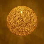 GLOBOSTAR® OCEANA 999-0155 Boho Κρεμαστό Φωτιστικό Οροφής με Ντουί 1 x E27 AC 220-240V IP20 - Μπεζ & Χρυσό - Μ60 x Π60 x Υ60cm