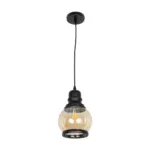 GLOBOSTAR® OLIVER 999-0186 Vintage Κρεμαστό Φωτιστικό Οροφής με Ντουί 1 x E27 AC 220-240V IP20 - Μελί & Μαύρο - Μ16 x Π16 x Υ25cm - Image 2