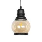 GLOBOSTAR® OLIVER 999-0186 Vintage Κρεμαστό Φωτιστικό Οροφής με Ντουί 1 x E27 AC 220-240V IP20 - Μελί & Μαύρο - Μ16 x Π16 x Υ25cm - Image 3