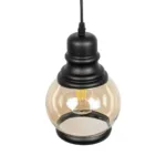 GLOBOSTAR® OLIVER 999-0186 Vintage Κρεμαστό Φωτιστικό Οροφής με Ντουί 1 x E27 AC 220-240V IP20 - Μελί & Μαύρο - Μ16 x Π16 x Υ25cm - Image 5