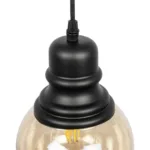 GLOBOSTAR® OLIVER 999-0186 Vintage Κρεμαστό Φωτιστικό Οροφής με Ντουί 1 x E27 AC 220-240V IP20 - Μελί & Μαύρο - Μ16 x Π16 x Υ25cm - Image 6