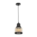 GLOBOSTAR® OLIVER 999-0187 Vintage Κρεμαστό Φωτιστικό Οροφής με Ντουί 1 x E27 AC 220-240V IP20 - Μελί & Μαύρο - Μ15 x Π15 x Υ21.5cm - Image 2