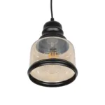 GLOBOSTAR® OLIVER 999-0187 Vintage Κρεμαστό Φωτιστικό Οροφής με Ντουί 1 x E27 AC 220-240V IP20 - Μελί & Μαύρο - Μ15 x Π15 x Υ21.5cm - Image 4