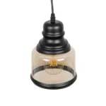 GLOBOSTAR® OLIVER 999-0187 Vintage Κρεμαστό Φωτιστικό Οροφής με Ντουί 1 x E27 AC 220-240V IP20 - Μελί & Μαύρο - Μ15 x Π15 x Υ21.5cm - Image 5
