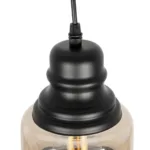 GLOBOSTAR® OLIVER 999-0187 Vintage Κρεμαστό Φωτιστικό Οροφής με Ντουί 1 x E27 AC 220-240V IP20 - Μελί & Μαύρο - Μ15 x Π15 x Υ21.5cm - Image 6