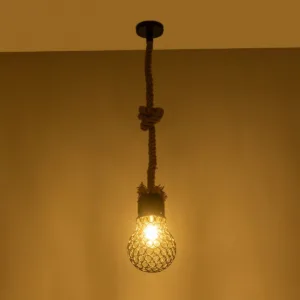 GLOBOSTAR® URBAN 999-0191 Vintage Κρεμαστό Φωτιστικό Οροφής με Ντουί 1 x E27 AC 220-240V IP20 - Μαύρο & Μπεζ - Μ15 x Π15 x Υ80cm