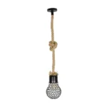 GLOBOSTAR® URBAN 999-0191 Vintage Κρεμαστό Φωτιστικό Οροφής με Ντουί 1 x E27 AC 220-240V IP20 - Μαύρο & Μπεζ - Μ15 x Π15 x Υ80cm - Image 2