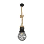 GLOBOSTAR® URBAN 999-0191 Vintage Κρεμαστό Φωτιστικό Οροφής με Ντουί 1 x E27 AC 220-240V IP20 - Μαύρο & Μπεζ - Μ15 x Π15 x Υ80cm - Image 3