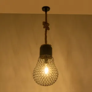 GLOBOSTAR® URBAN 999-0192 Vintage Κρεμαστό Φωτιστικό Οροφής με Ντουί 1 x E27 AC 220-240V IP20 - Μαύρο & Μπεζ - Μ28 x Π28 x Υ80cm