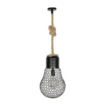 GLOBOSTAR® URBAN 999-0192 Vintage Κρεμαστό Φωτιστικό Οροφής με Ντουί 1 x E27 AC 220-240V IP20 - Μαύρο & Μπεζ - Μ28 x Π28 x Υ80cm - Image 2