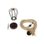 GLOBOSTAR® CAMBER 999-0200 Vintage Κρεμαστό Φωτιστικό Οροφής με Ντουί 1 x E27 AC 220-240V IP20 - Χάλκινο & Μπεζ - Μ12 x Π12 x Υ80cm - Image 7