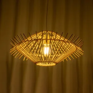 GLOBOSTAR® SASSO 999-0201 Boho Κρεμαστό Φωτιστικό Οροφής με Ντουί 1 x E27 AC 220-240V IP20 - Μπεζ - Μ50 x Π50 x Y23cm