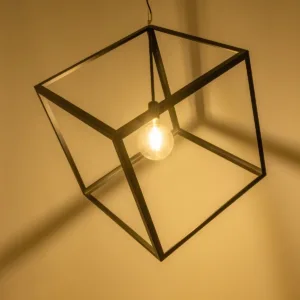 GLOBOSTAR® CUBE 999-0215 Μοντέρνο Κρεμαστό Φωτιστικό Οροφής με Ντουί 1 x E27 AC 220-240V IP20 - Μαύρο - Μ70 x Π70 x Υ87cm