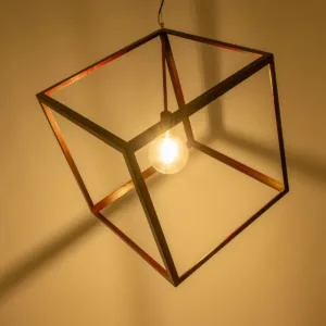 GLOBOSTAR® CUBE 999-0216 Μοντέρνο Κρεμαστό Φωτιστικό Οροφής με Ντουί 1 x E27 AC 220-240V IP20 - Χάλκινο - Μ70 x Π70 x Υ87cm