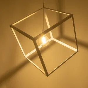 GLOBOSTAR® CUBE 999-0217 Μοντέρνο Κρεμαστό Φωτιστικό Οροφής με Ντουί 1 x E27 AC 220-240V IP20 - Λευκό - Μ70 x Π70 x Y87cm