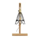 GloboStar® ELMA 999-0239 Μοντέρνο Επιτραπέζιο Φωτιστικό Πορτατίφ Μονόφωτο 1 x E27 IP20 Μπεζ Ξύλο με Μαύρο Μέταλλο - Μ35 x Π20 x Υ43cm - Image 2