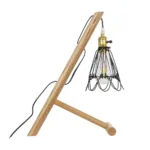 GloboStar® ELMA 999-0239 Μοντέρνο Επιτραπέζιο Φωτιστικό Πορτατίφ Μονόφωτο 1 x E27 IP20 Μπεζ Ξύλο με Μαύρο Μέταλλο - Μ35 x Π20 x Υ43cm - Image 3