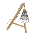 GloboStar® ELMA 999-0239 Μοντέρνο Επιτραπέζιο Φωτιστικό Πορτατίφ Μονόφωτο 1 x E27 IP20 Μπεζ Ξύλο με Μαύρο Μέταλλο - Μ35 x Π20 x Υ43cm - Image 4