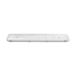 GLOBOSTAR® VIGAS 999-0250 Γραμμικό Βιομηχανικό Φωτιστικό Σκαφάκι Tri-Proof με Μεταλλικά Clips για 2 x Λάμπες T8 G13 90cm Τύπου Φθορίου LED Τροφοδοσίας Ενός Άκρου 120° AC 220-240V Αδιάβροχο IP65 - Γκρι με Διάφανο Κάλυμμα Πλαστικό PC - Μ100 x Π15 x Υ10cm - Image 2