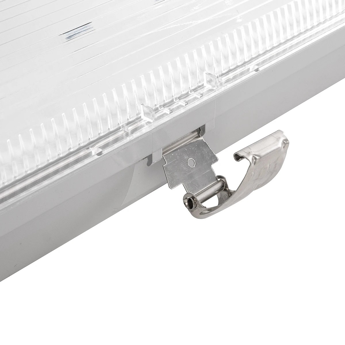 GLOBOSTAR® VIGAS 999-0250 Γραμμικό Βιομηχανικό Φωτιστικό Σκαφάκι Tri-Proof με Μεταλλικά Clips για 2 x Λάμπες T8 G13 90cm Τύπου Φθορίου LED Τροφοδοσίας Ενός Άκρου 120° AC 220-240V Αδιάβροχο IP65 - Γκρι με Διάφανο Κάλυμμα Πλαστικό PC - Μ100 x Π15 x Υ10cm - Image 6