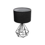 GloboStar® DIAMOND 204-0083 Μοντέρνο Eπιτραπέζιο Φωτιστικό Μονόφωτο 1 x E27 IP20 Μαύρο Μέταλλο με Μαύρο Ύφασμα - Μ24 x Π24 x Υ41cm