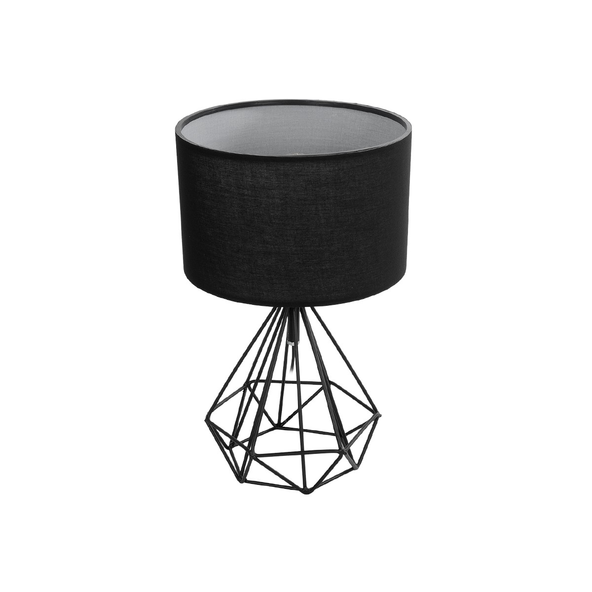 GloboStar® DIAMOND 204-0083 Μοντέρνο Eπιτραπέζιο Φωτιστικό Μονόφωτο 1 x E27 IP20 Μαύρο Μέταλλο με Μαύρο Ύφασμα - Μ24 x Π24 x Υ41cm