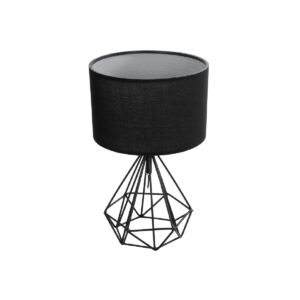 GloboStar® DIAMOND 204-0083 Μοντέρνο Eπιτραπέζιο Φωτιστικό Μονόφωτο 1 x E27 IP20 Μαύρο Μέταλλο με Μαύρο Ύφασμα - Μ24 x Π24 x Υ41cm