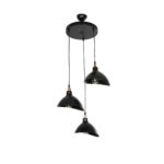 GloboStar® RIVE 203-0144 Μοντέρνο Κρεμαστό Φωτιστικό Καμπάνα Τρίφωτο 3 x E27 IP20 Μαύρο με Χρυσό Πλαστικό - Μ45 x Π45 x Υ80cm
