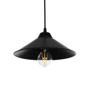 GloboStar® FONTE 203-0080 Μοντέρνο Κρεμαστό Φωτιστικό Καμπάνα Μονόφωτο 1 x E27 IP20 Μαύρο Πλαστικό - Μ25 x Π25 x Υ90cm