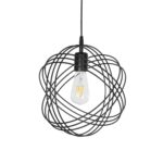 GloboStar® GLOWN 201-0023 Μοντέρνο Κρεμαστό Φωτιστικό Πλέγμα Μονόφωτο 1 x E27 IP20 Μαύρο & Χάλκινο Μέταλλο -  Μ30x Π30 x Υ70cm