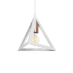 GloboStar® TRIANGLE 203-0165 Μοντέρνο Κρεμαστό Φωτιστικό Καμπάνα Μονόφωτο 1 x E27 IP20 Λευκό με Χρυσό Πλαστικό - Μ24 x Π24 x Υ56cm
