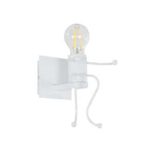 GloboStar® LITTLE MAN 01389 Μοντέρνο Επιτοίχιο Φωτιστικό Απλίκα Μονόφωτο 1 x E27 IP20 Λευκό Μέταλλο - Μ12 x Π19 x Υ17cm