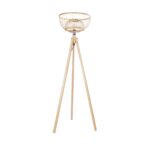 GloboStar® POPPY 01986 Boho Επιδαπέδιο Φωτιστικό Μονόφωτο 1 x E27 IP20 Μπεζ Ξύλο - Μ58 x Π58 x Υ141cm