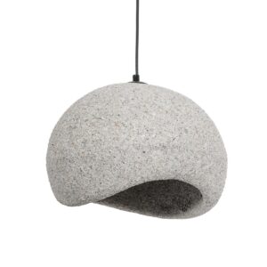 GloboStar® STONE 204-0123 Μοντέρνο Κρεμαστό Φωτιστικό Καμπάνα Μονόφωτο 1 x E27 IP20 Μπεζ Πολυστερίνη με Μπεζ Ρητίνη - Μ31.5 x Π35 x Υ26cm